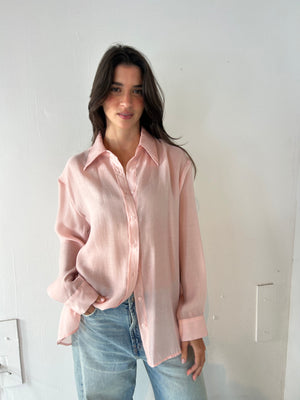 Oversized LS Sheer Button Down Top