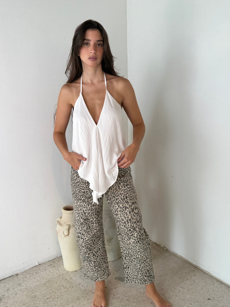 Grey Leopard Denim Pants