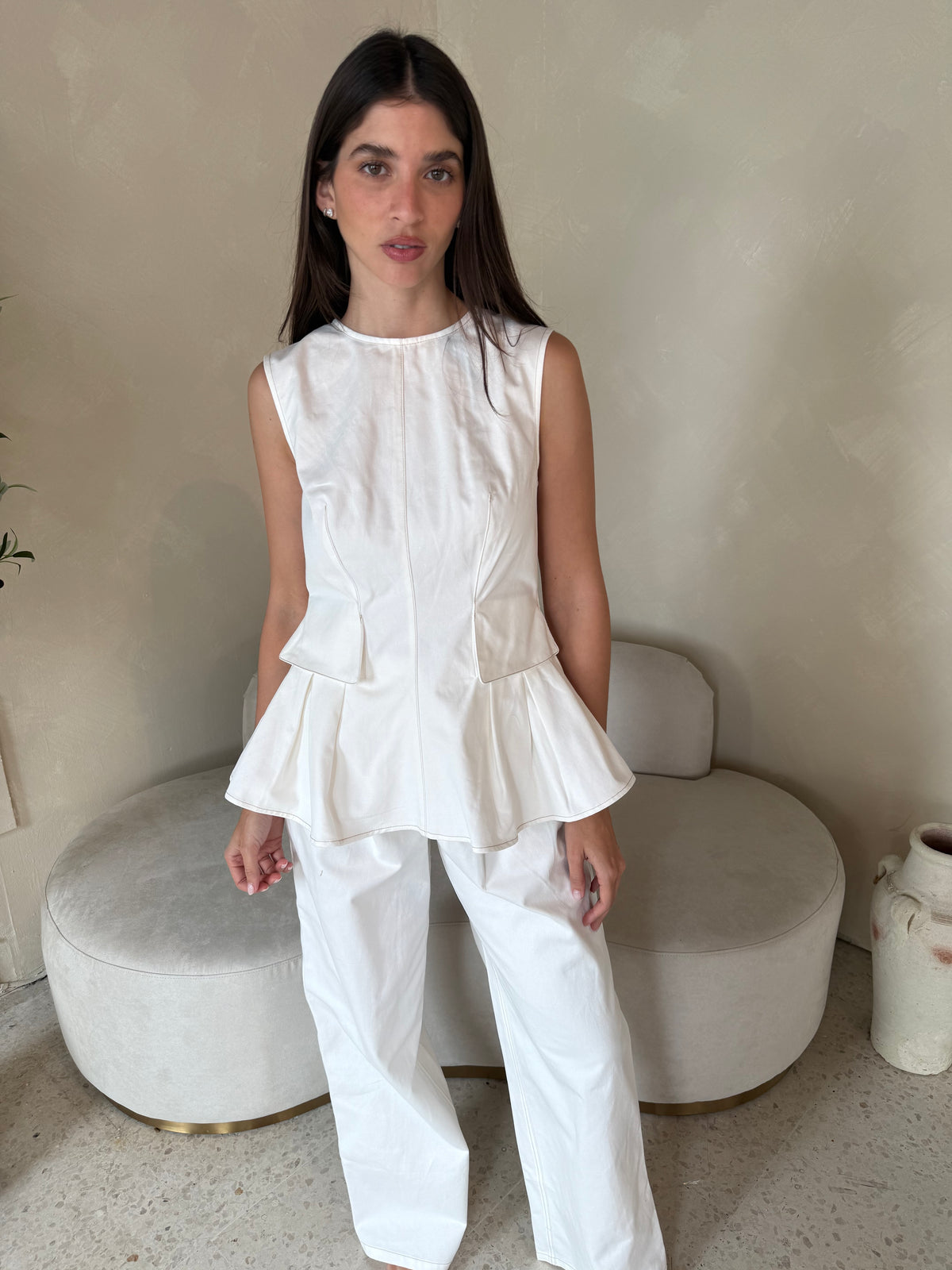 White Hi Top & Pant Set