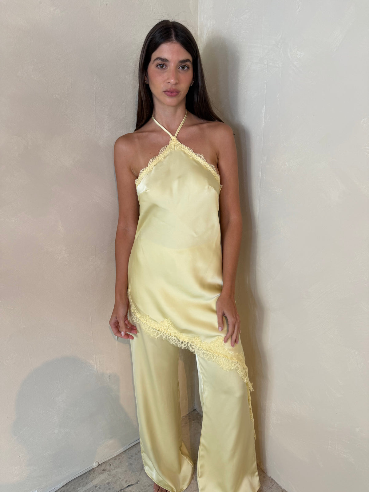 Satin Lace Halter Jumpsuit