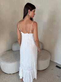 Embroidered Frill Maxi Dress