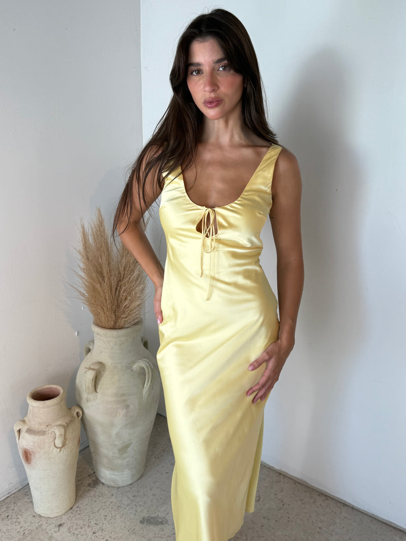 Satin Keyhole Maxi Dress
