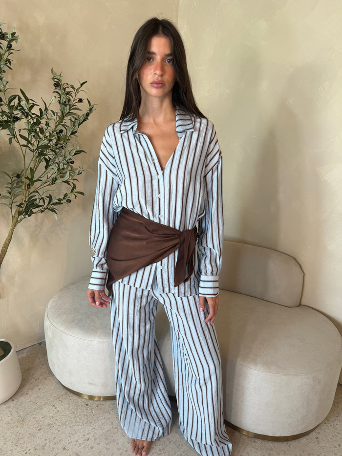 Blue Brown Stripe Set