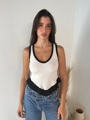 Ribbed Ruffle Tank
