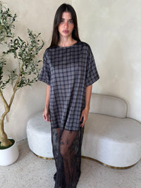 Plaid Lace Maxi Dress