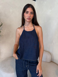 Denim Stitch Halter Top & Pant Set