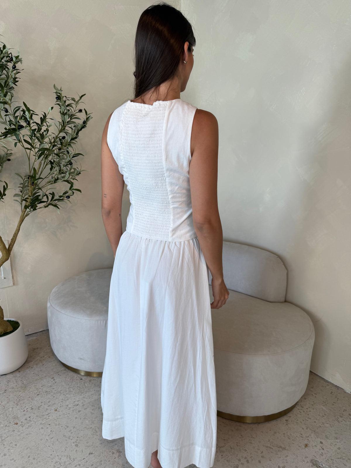 White Solid Top & Skirt Set