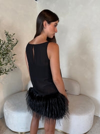 Black Feather Mini Dress