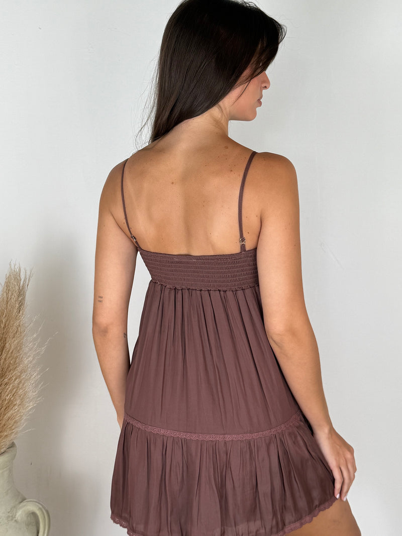 Chocolate Smocked Swing Dress