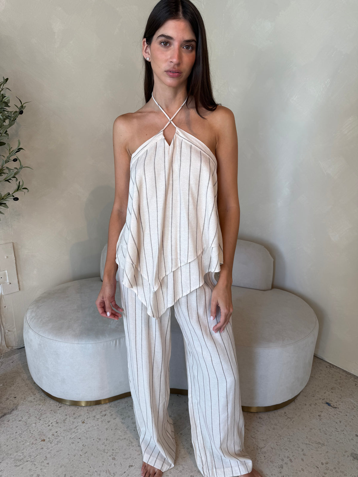 Stripe Halter Top & Pant Set
