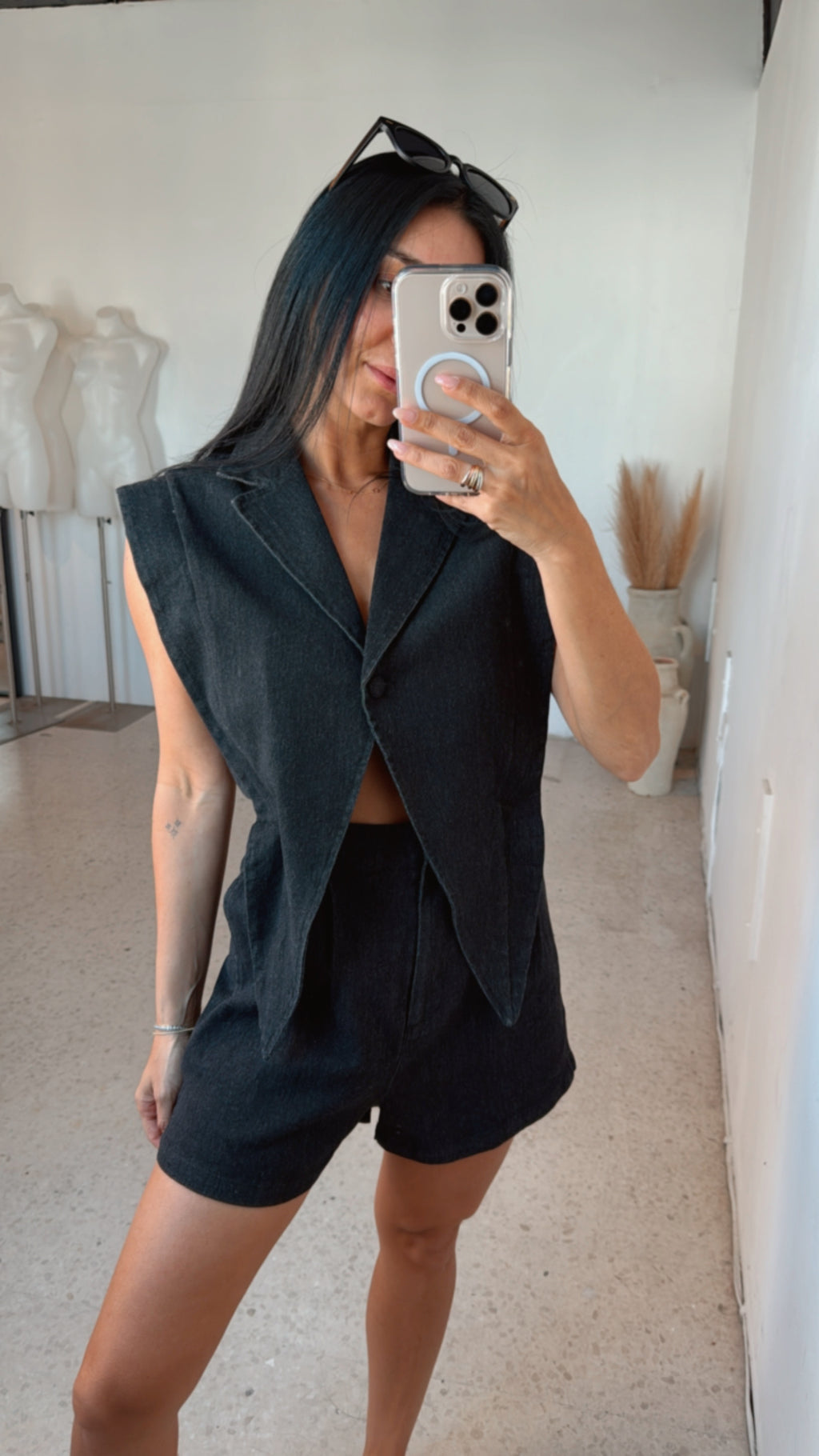 Blazer Style Denim Romper