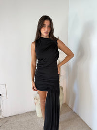 Draped Gathered Mini Dress