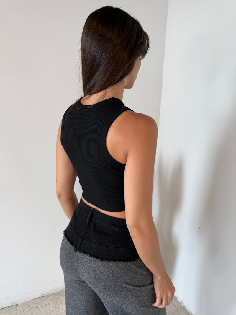 Black Ribbed Tank