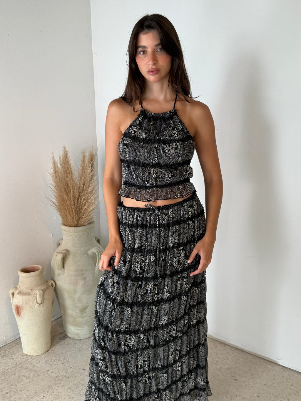 Crinkle Top & Maxi Skirt Set