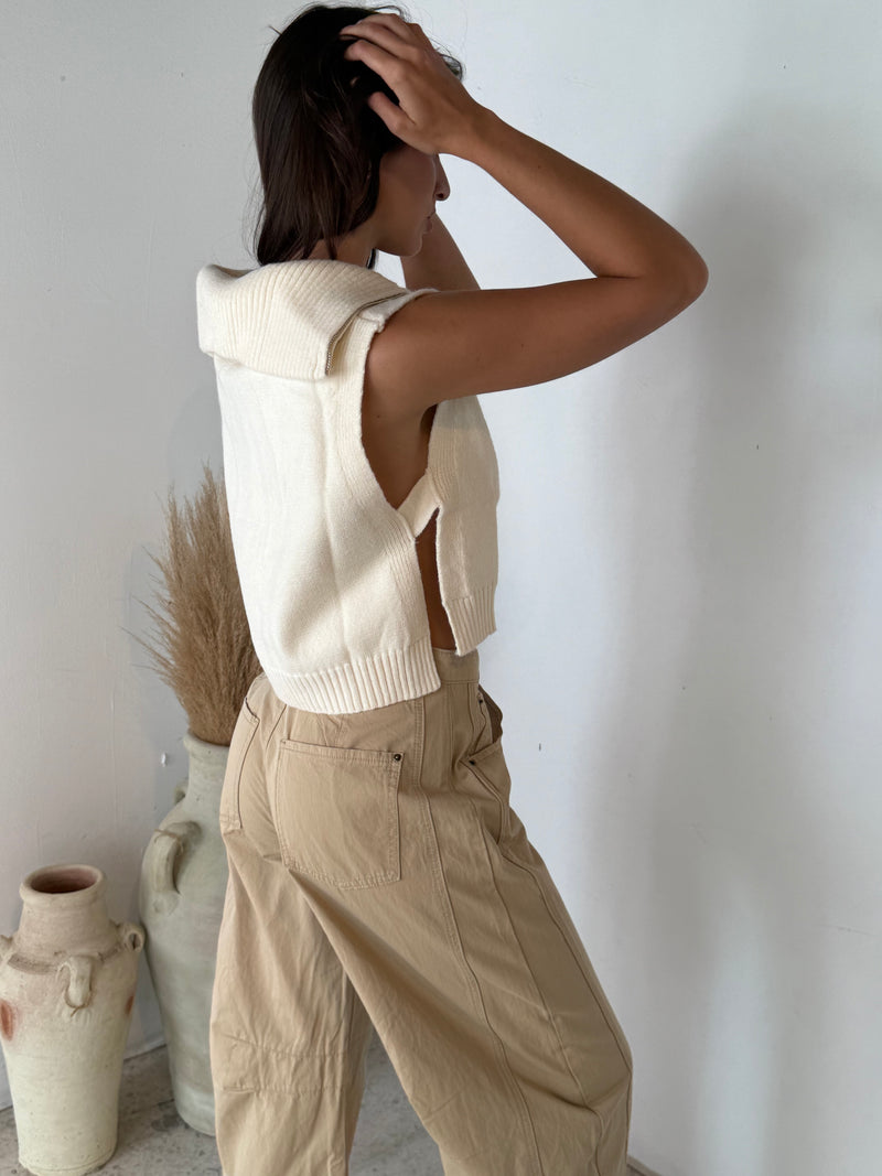 Zipper Collar Vest Top