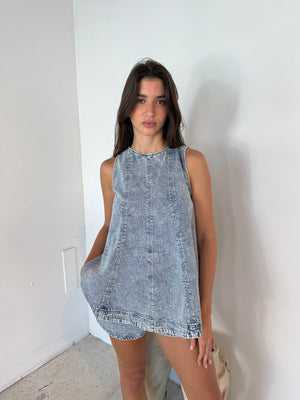 Light Denim Top & Short Set