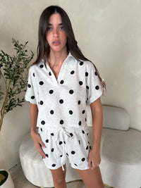 Polka Grey SS Top & Short Set