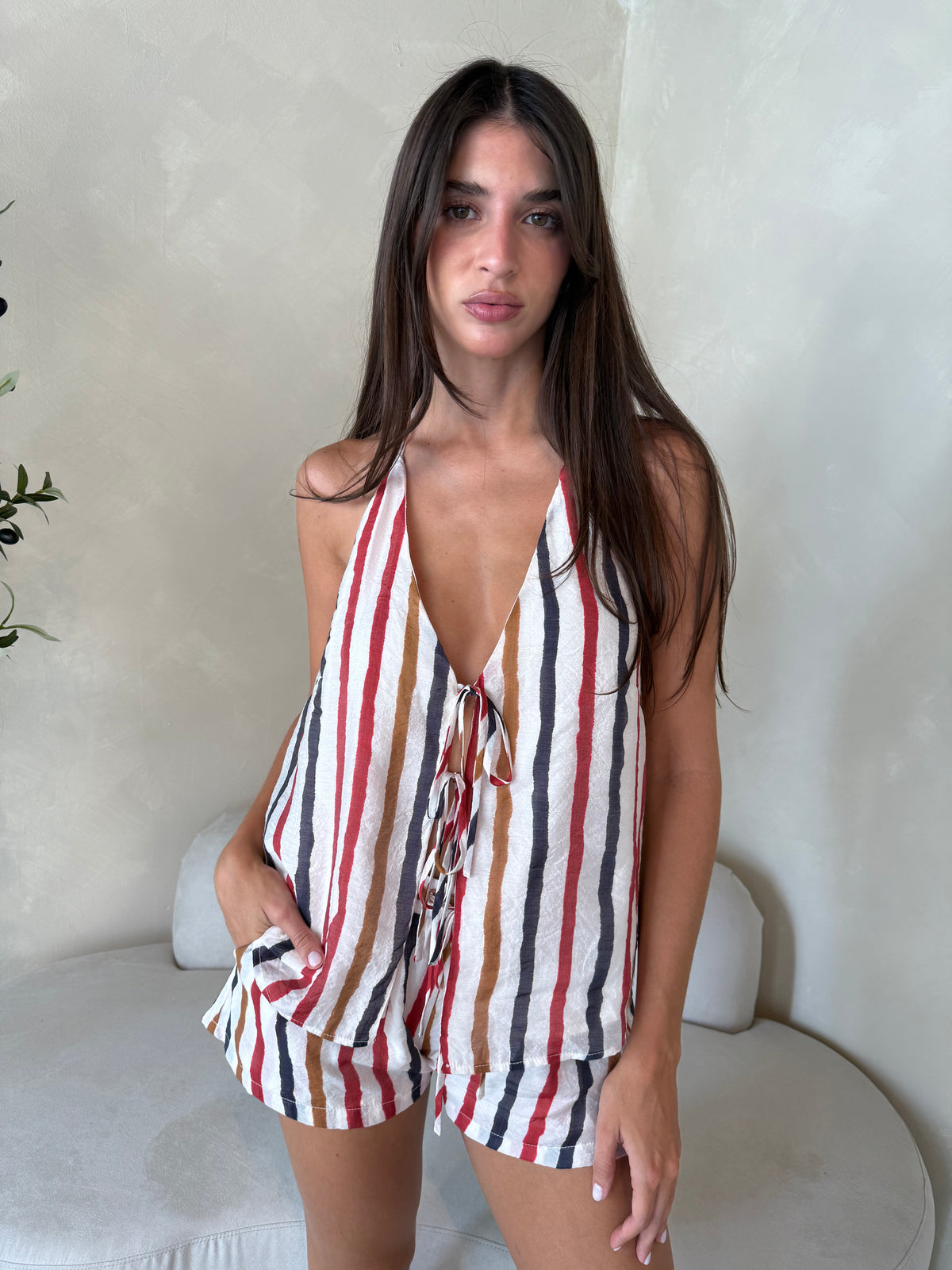 Stripe Tie Tank & Short Set