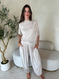 Draped Soft Top & Parachute Pants Set