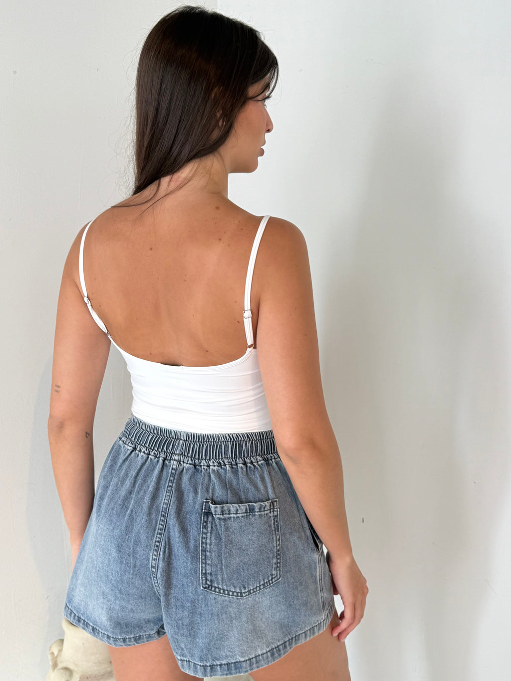 Light Wash Drawstring Shorts