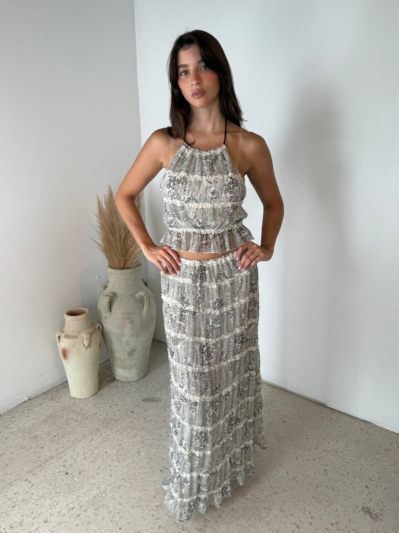 Crinkle Top & Maxi Skirt Set