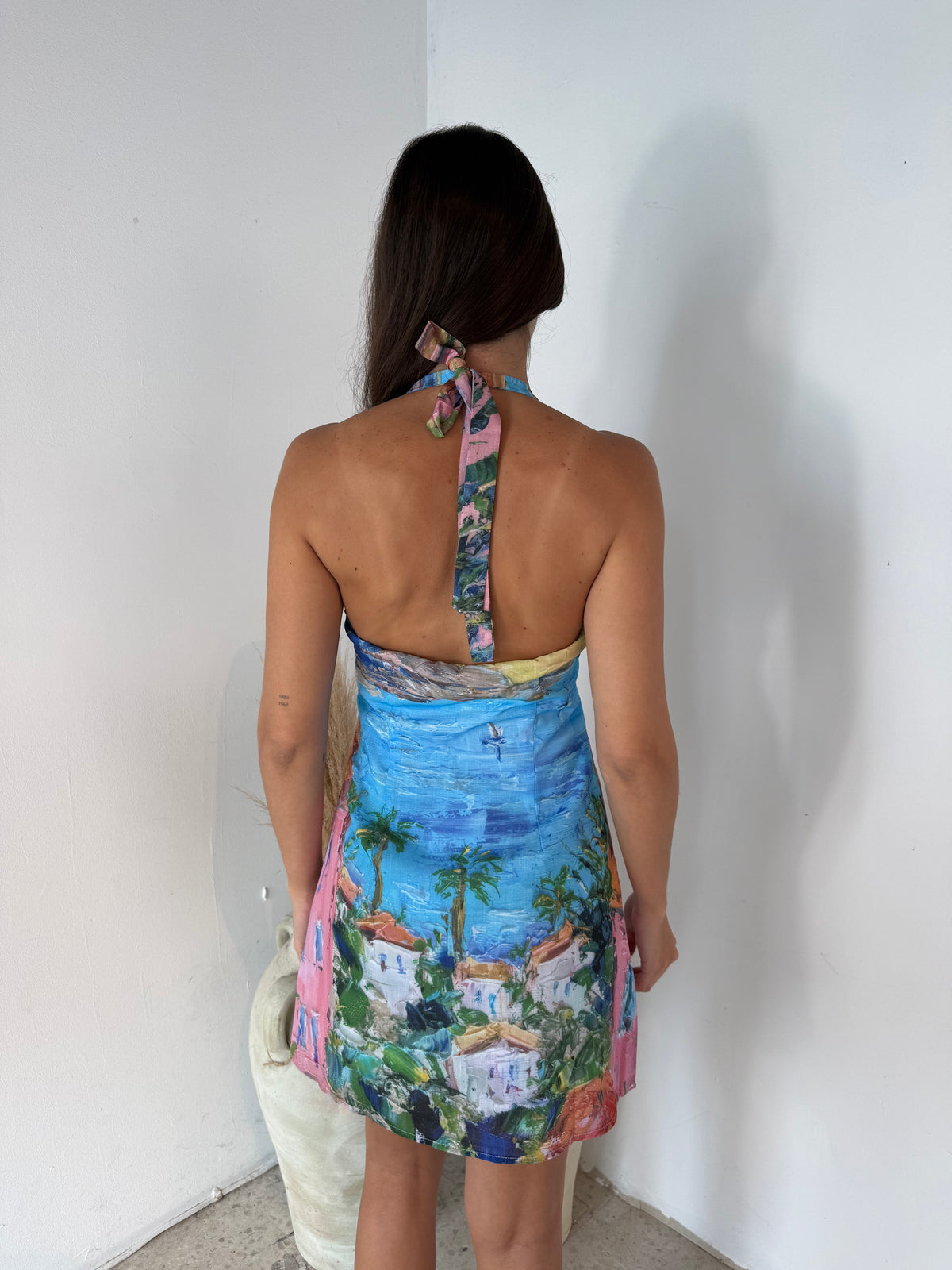 Blue Printed Mini Dress