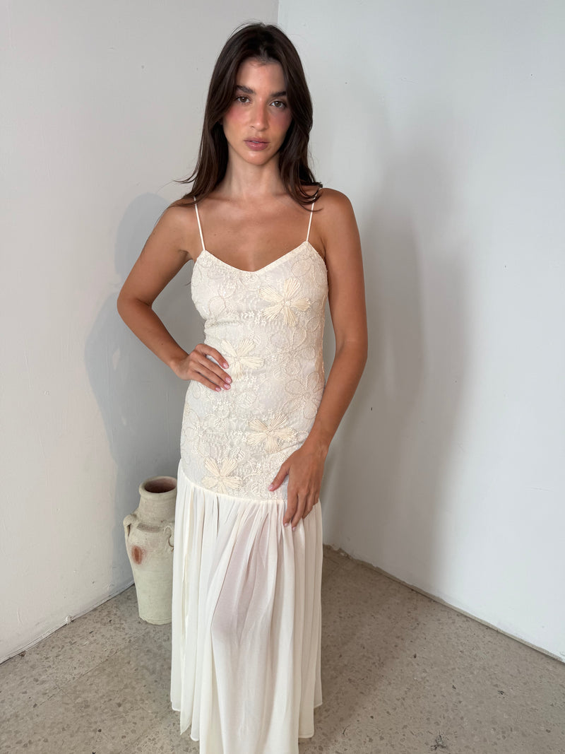 Floral Applique Contrast Dress