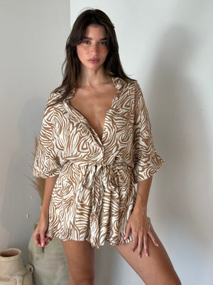 Taupe Printed Romper