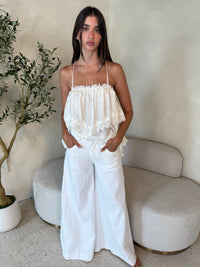 Lace Strappy Ivory Top