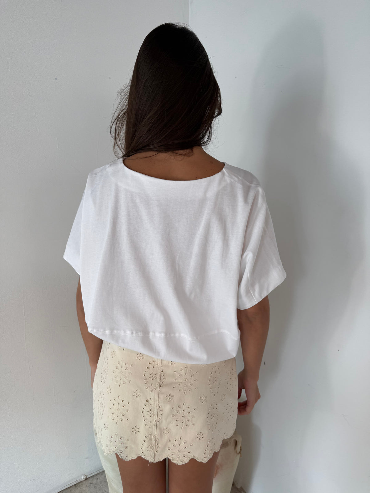 Ecru Floral Eyelet Mini Skort