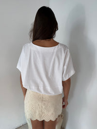 Ecru Floral Eyelet Mini Skort