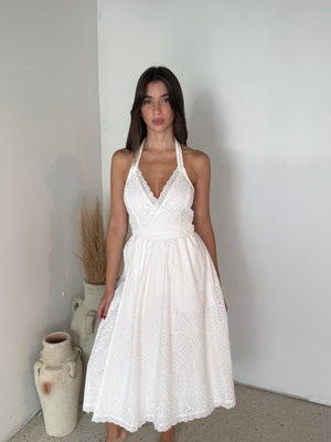 White Eyelet Midi Dress