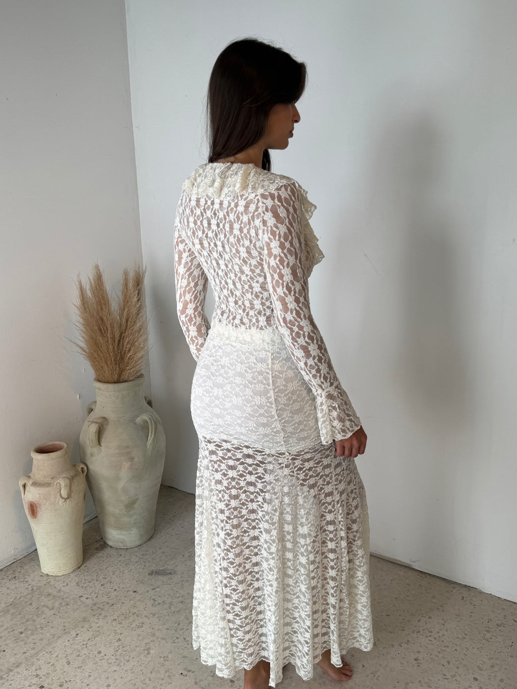 Lace LS Top & Skirt Set