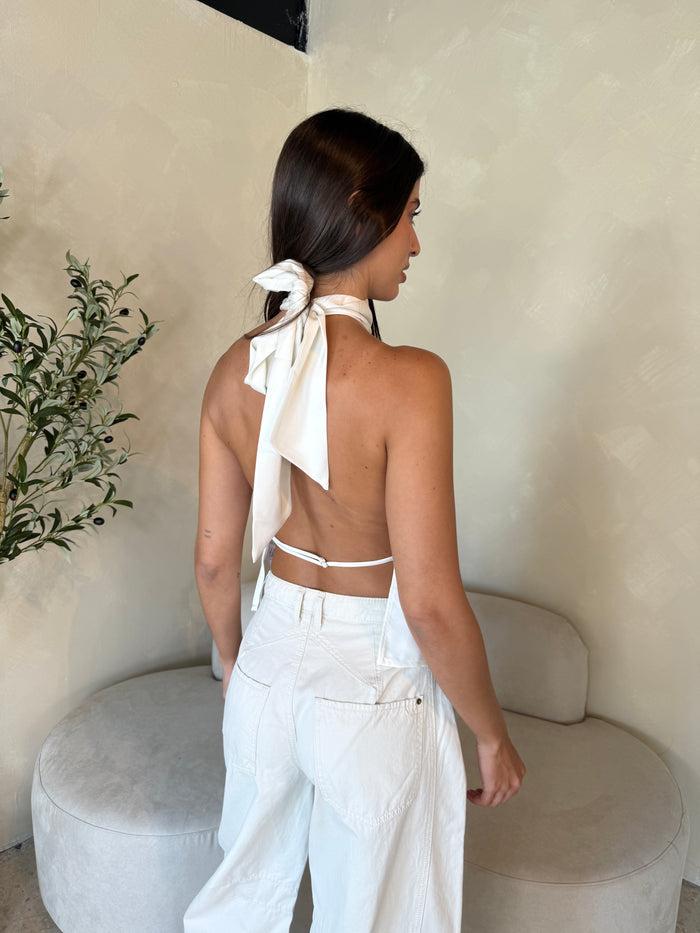 Hi Neck Open Back Top