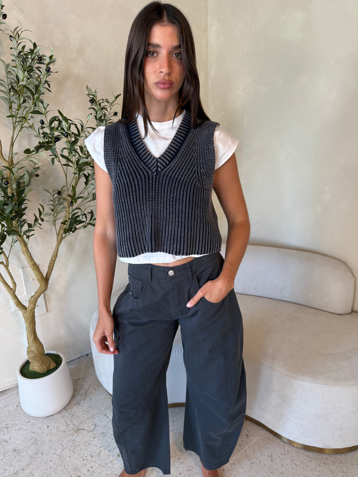 Wide Leg Barrel Pants