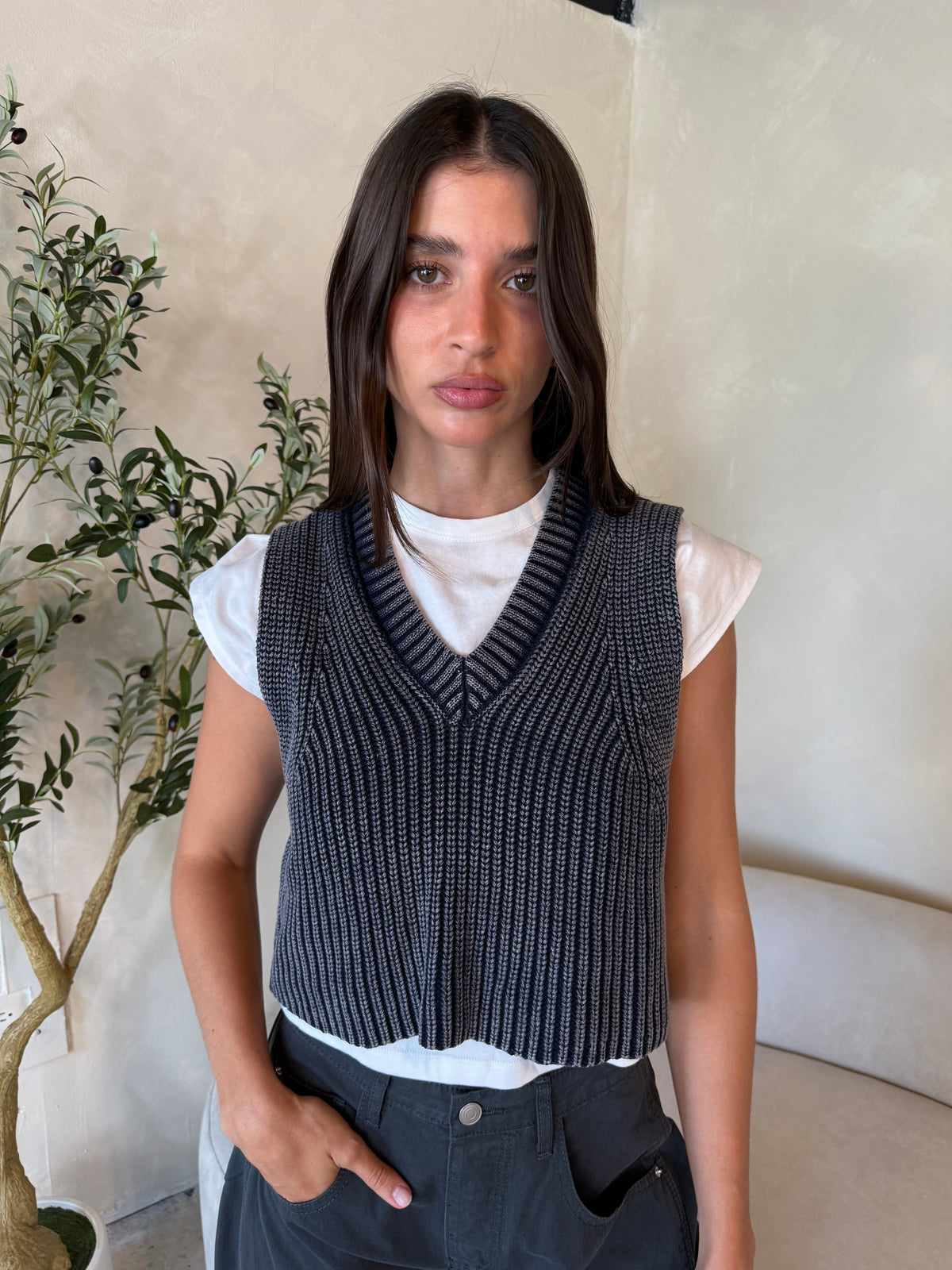 Sweater Vest With Jersey Top Combo
