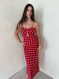 Polka Linen Midi Dress