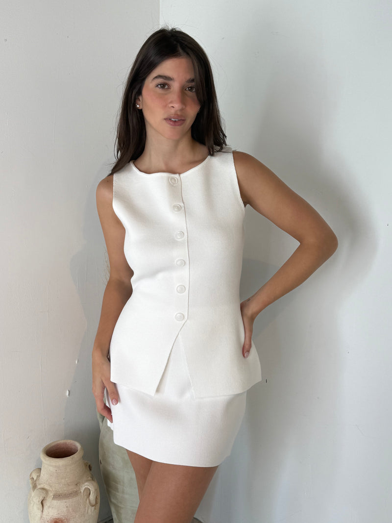 Knit Buttondown Top & Skirt Set