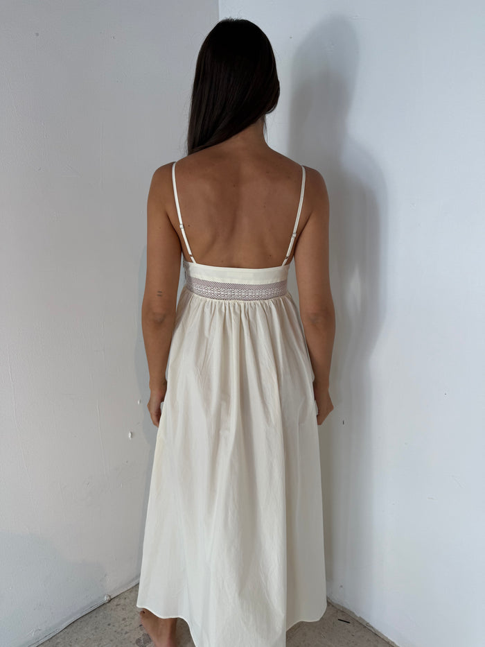 Ivory Poplin Midi Dress
