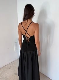 Knit Lace Up Midi Dress