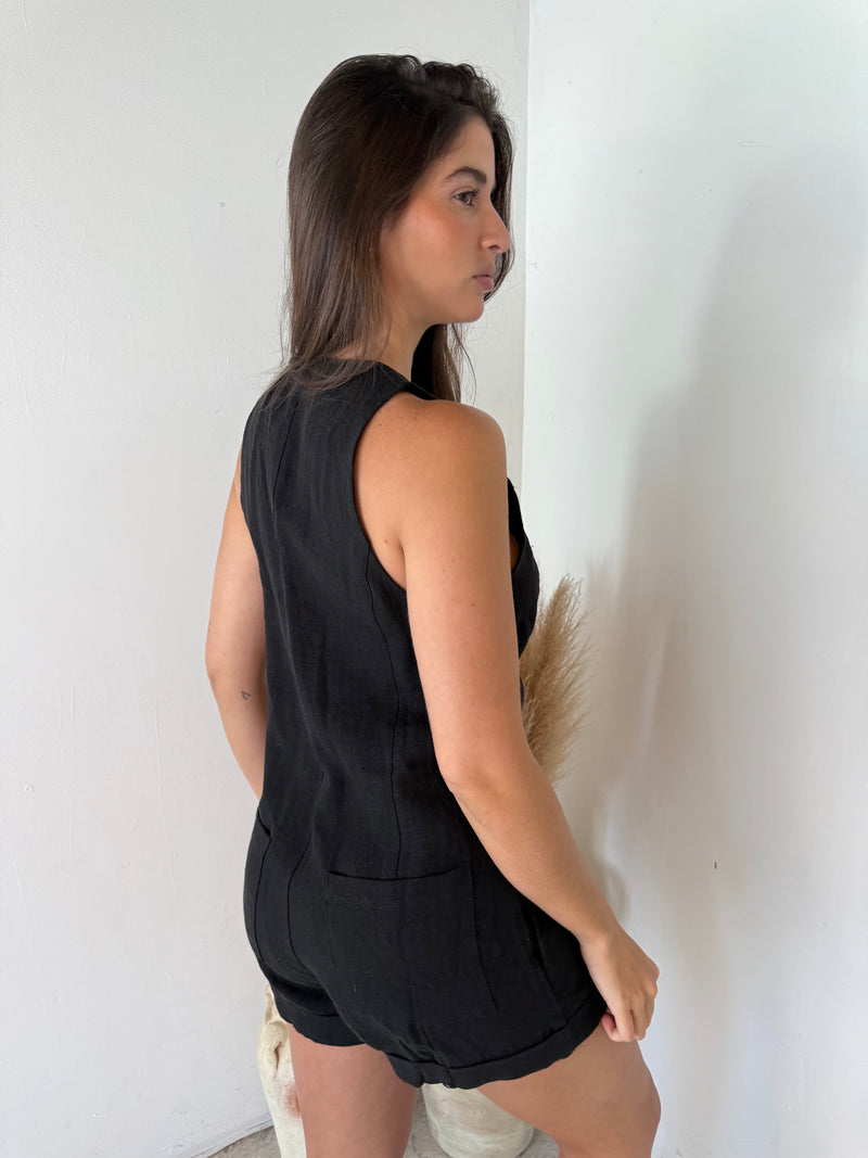 Buttondown Linen Romper