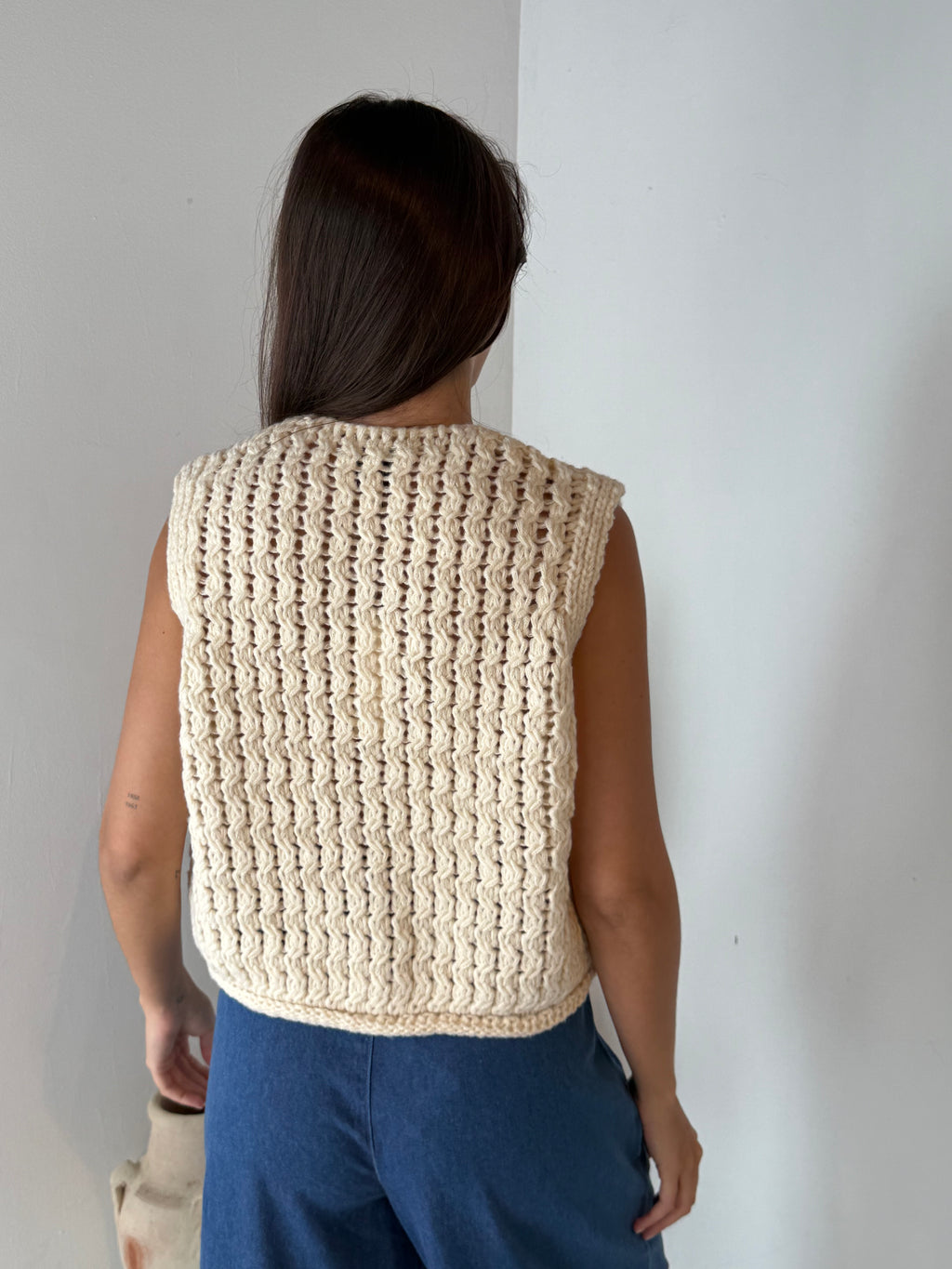 Ivory Chunky Sweater Vest Top