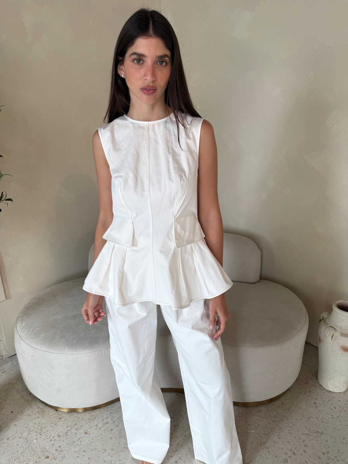 White Hi Top & Pant Set