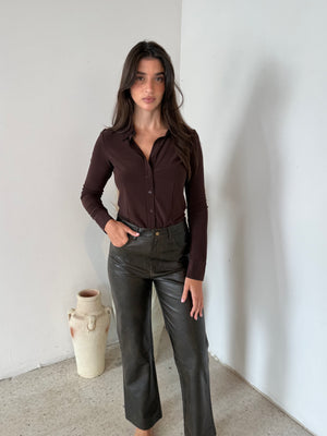 Faux Leather Straight Leg Pants