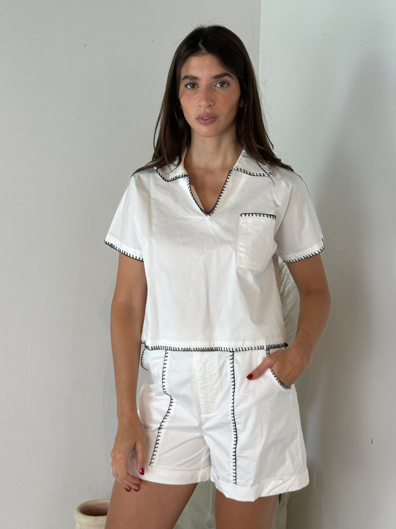 Stitched SS Top & Short Set