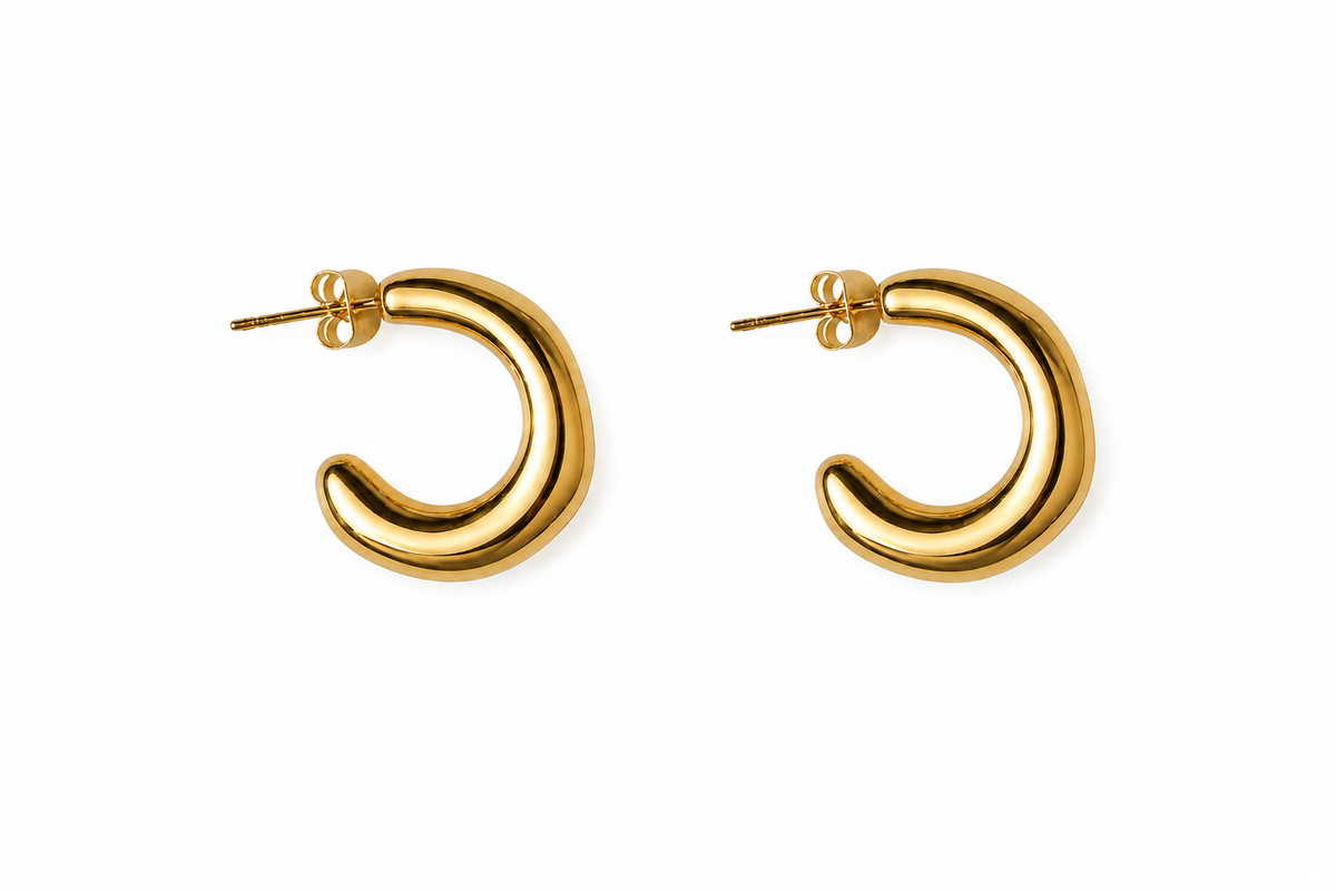 Gold Hoop Wavy Earrings