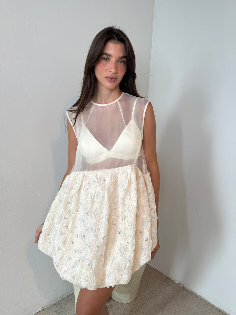 Textured Floral Mini Dress & Bralette Set