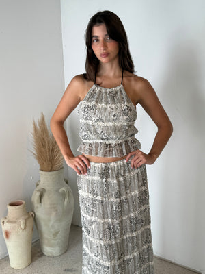 Crinkle Top & Maxi Skirt Set