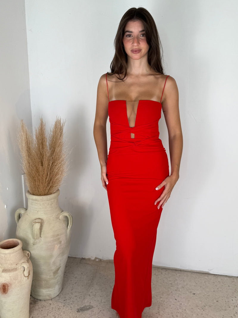Twist Front Column Dress