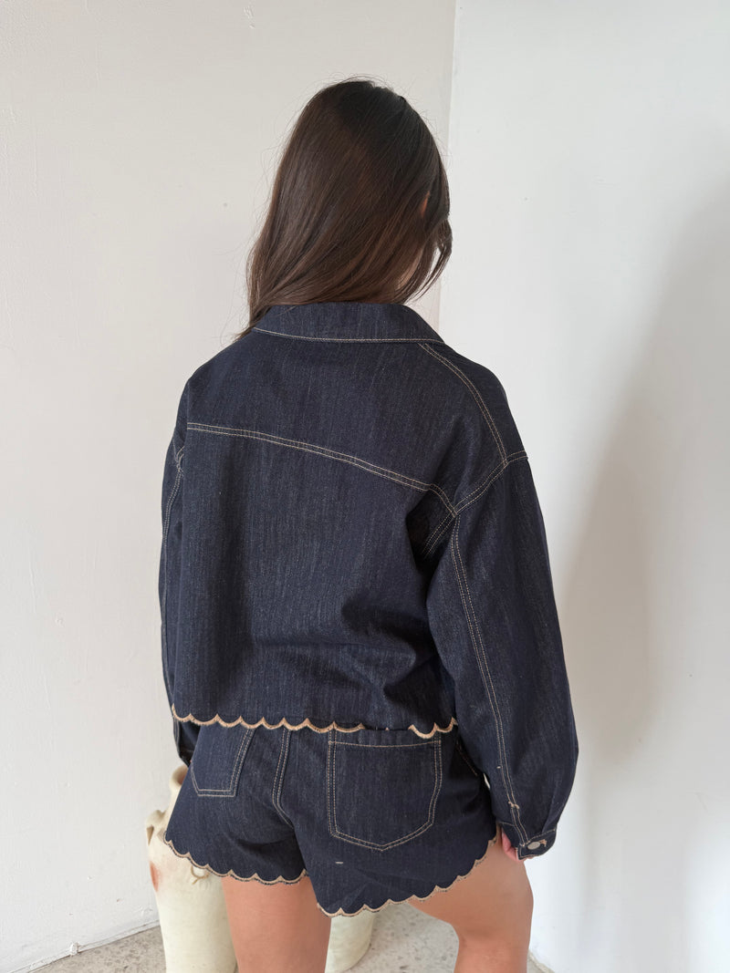 Indigo Blue Denim Jacket & Short Set